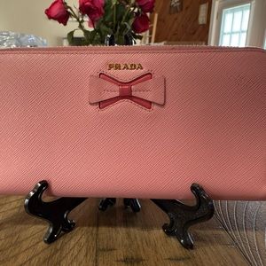 Prada Saffiano Leather Dual Pink Limited Edition Long Zip Wallet